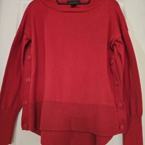 Tahari Red Sweater with Button Details